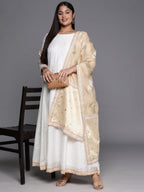 Ahalyaa Plus Size Boat Neck Maxi Ethnic Dress With Dupatta | Grocsy