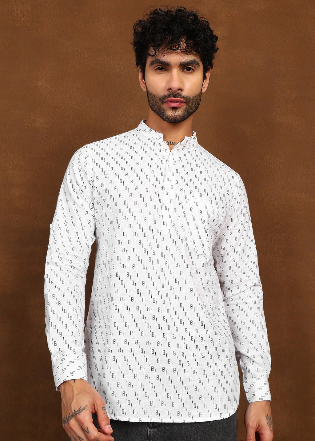 Fabmade Ivory Glyph Kurta Shirt | Grocsy