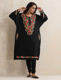 trueBrowns Black Kashmiri Embroidered Woollen Phiran Kurta | Grocsy