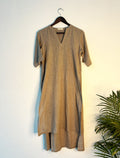 trueBrowns Grey Gauze Dobby Kurta | Grocsy