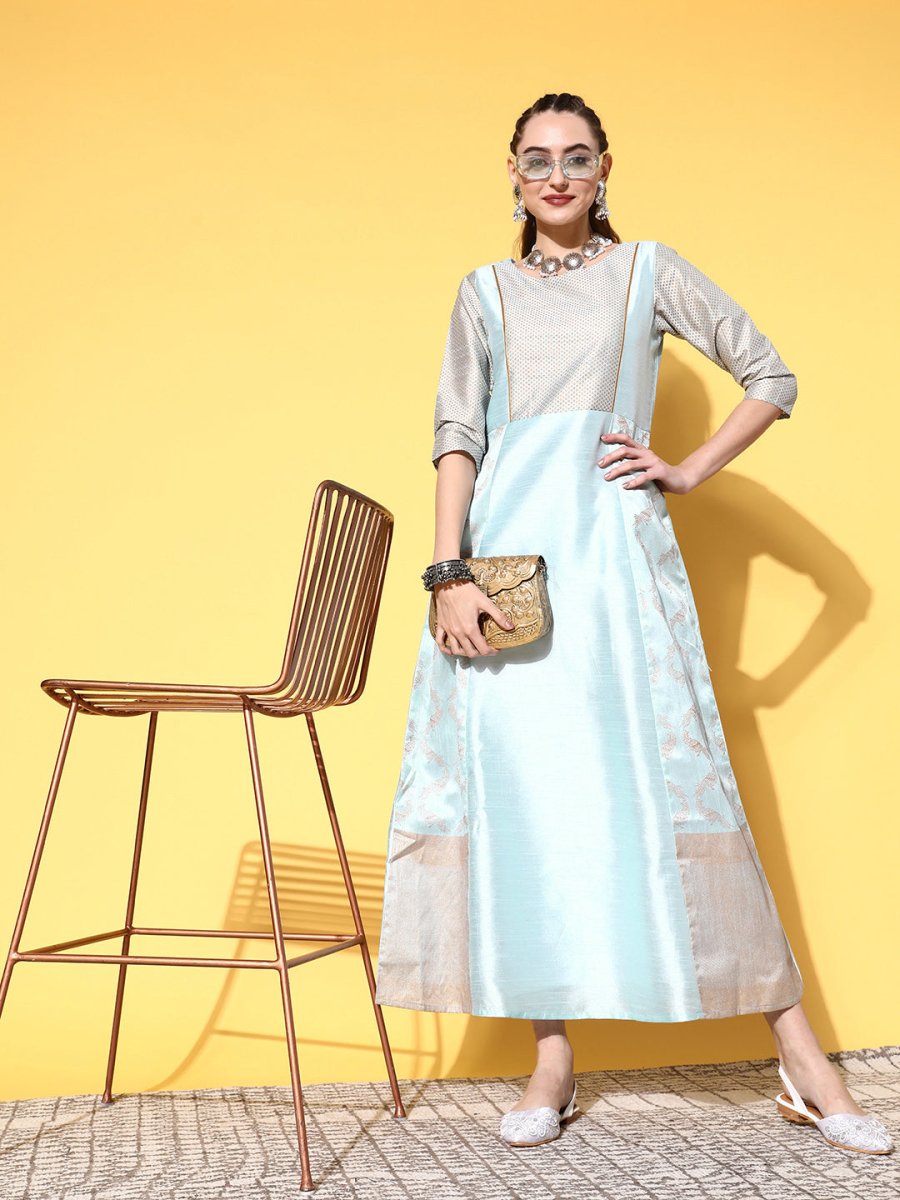 Ahalyaa Women Blue Ethnic Motifs Dress | Grocsy