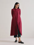 trueBrowns Maroon Placket Kurta Pant Set | Grocsy