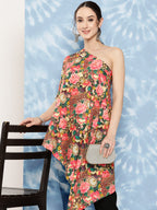 InWeave Women's Mutli Peacock Japanese Art Oneshoulder Top | Grocsy