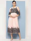 Ahalyaa Ethnic Motifs Printed Midi Empire Dress | Grocsy