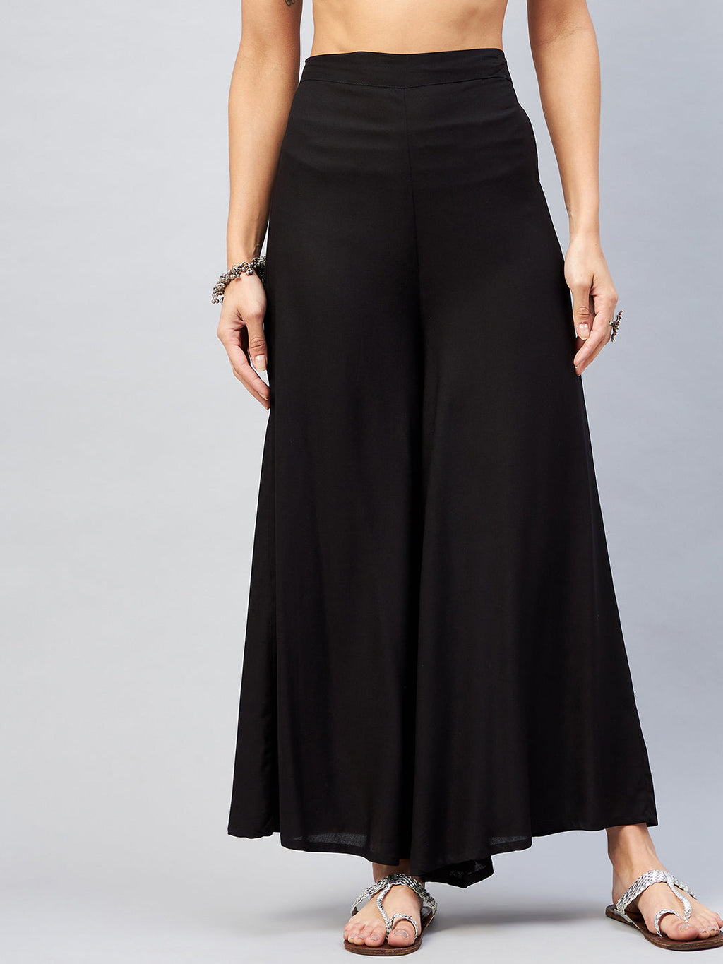 InWeave Solid Black Palazzo | Grocsy