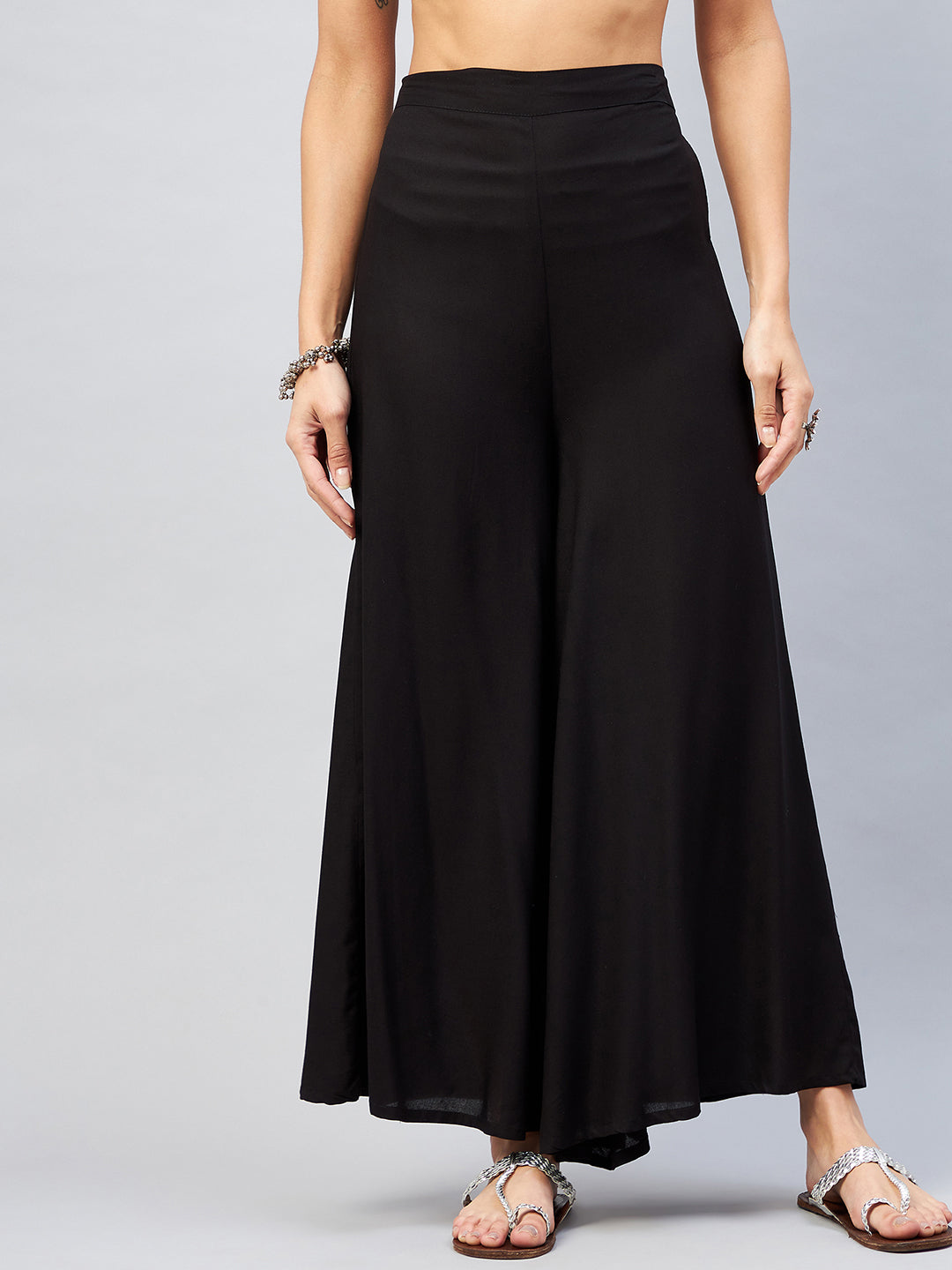 InWeave Solid Black Palazzo | Grocsy