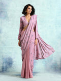trueBrowns Light Mauve Printed Velvet Ready to Wear Saree | Grocsy