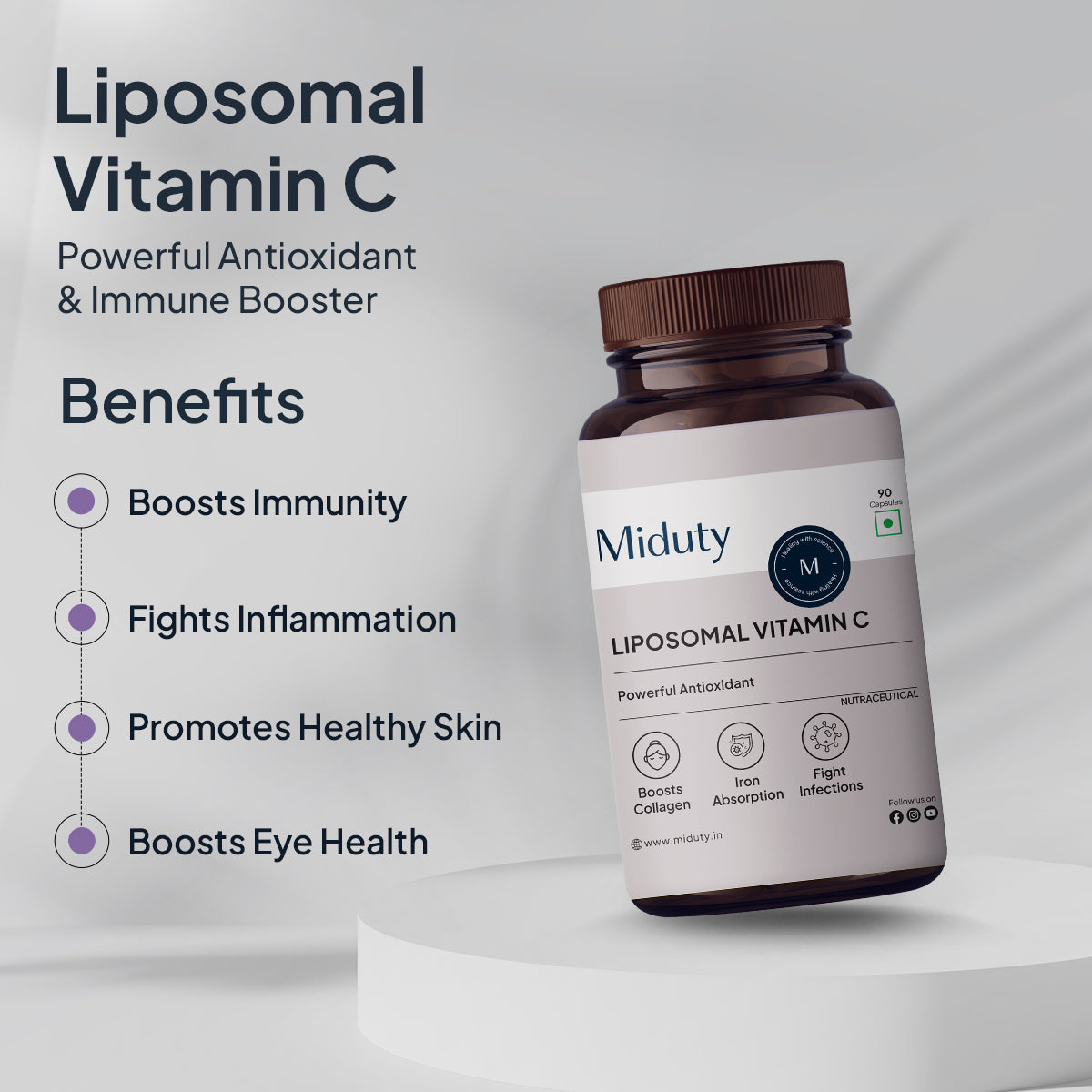 Miduty by Palak Notes Patented Liposomal Vitamin C Capsules | Grocsy