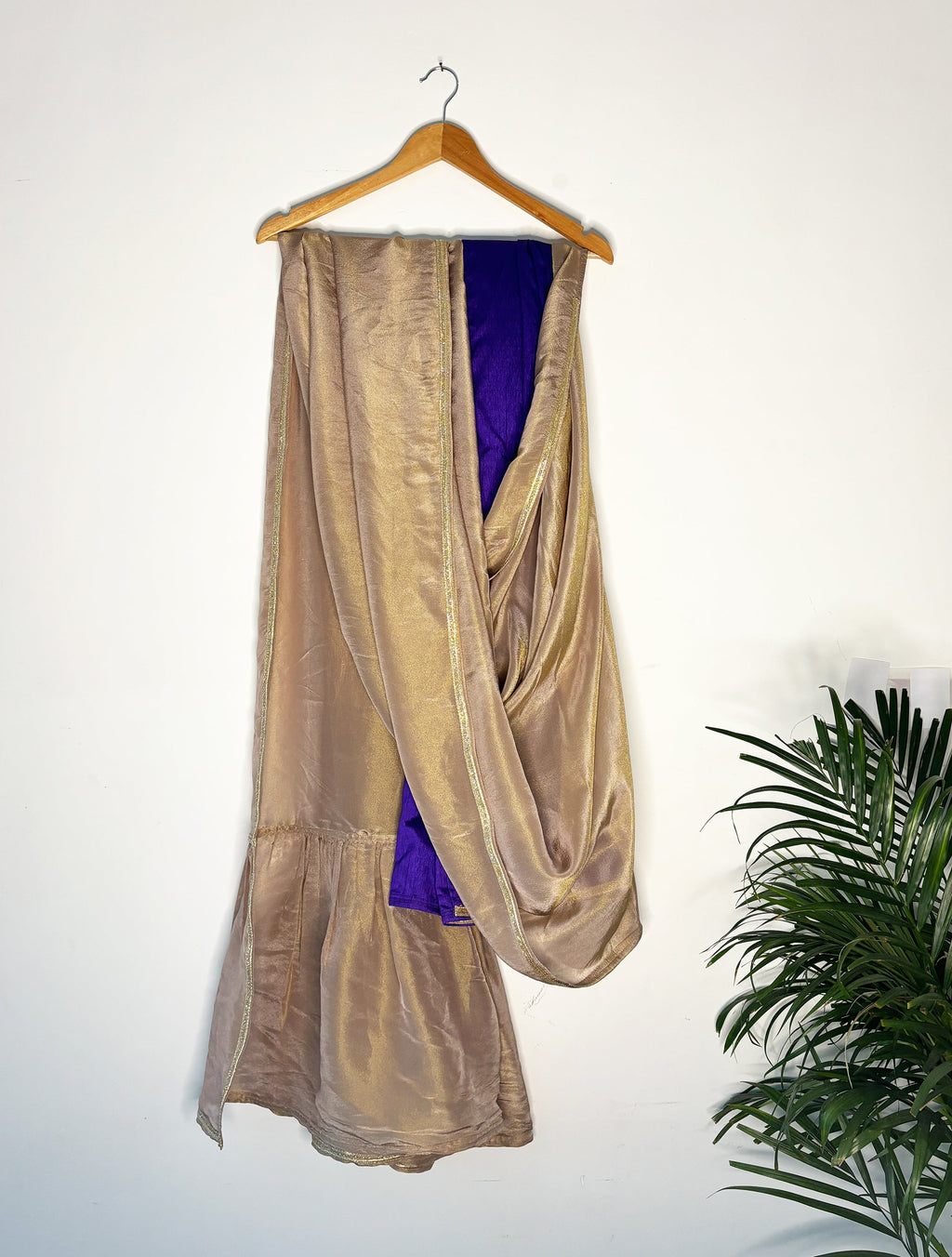 trueBrowns Lilac Tissue Pre-Stitched Saree | Grocsy