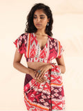 trueBrowns Maroon Muslin Ikat Blouse | Grocsy