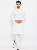 Even Apparels White Pure Cotton Kurta With Band Collar | Grocsy
