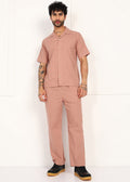 Fabmade Men’S Peach Linen Co-Ord Set | Grocsy