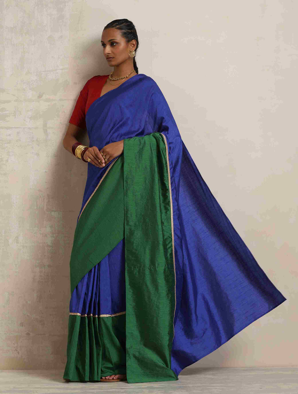 trueBrowns Blue Silk Ready To Wear Saree | Grocsy