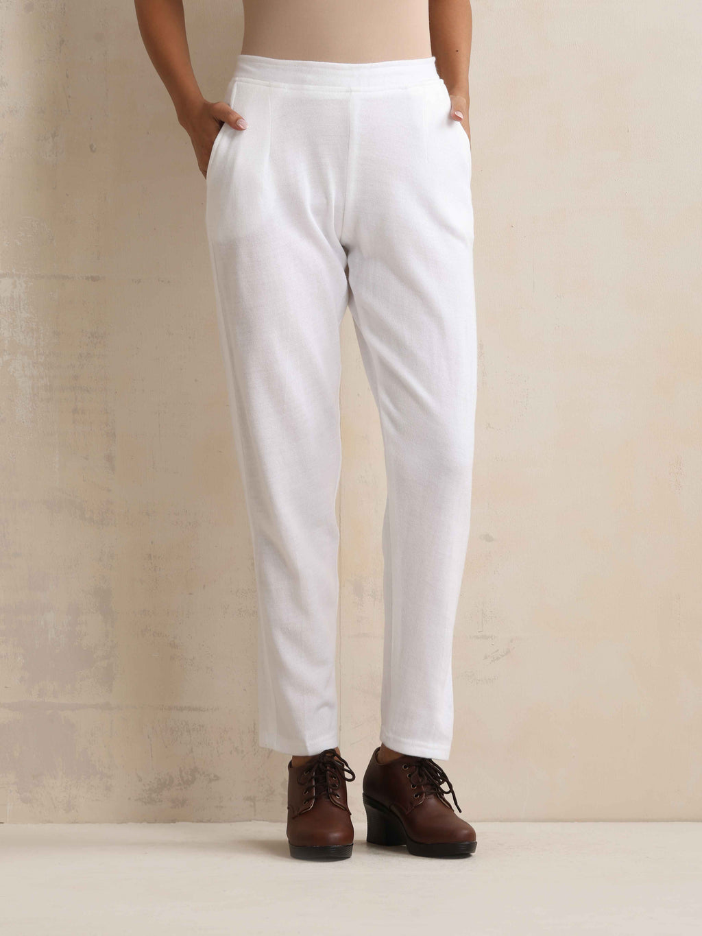 trueBrowns White Woollen Pants | Grocsy