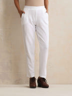trueBrowns White Woollen Pants | Grocsy
