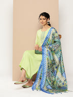 KSUT (House of Varanga) Green Kurta With Lace Embellishment Paired With Straight Pant And Dupatta | Grocsy