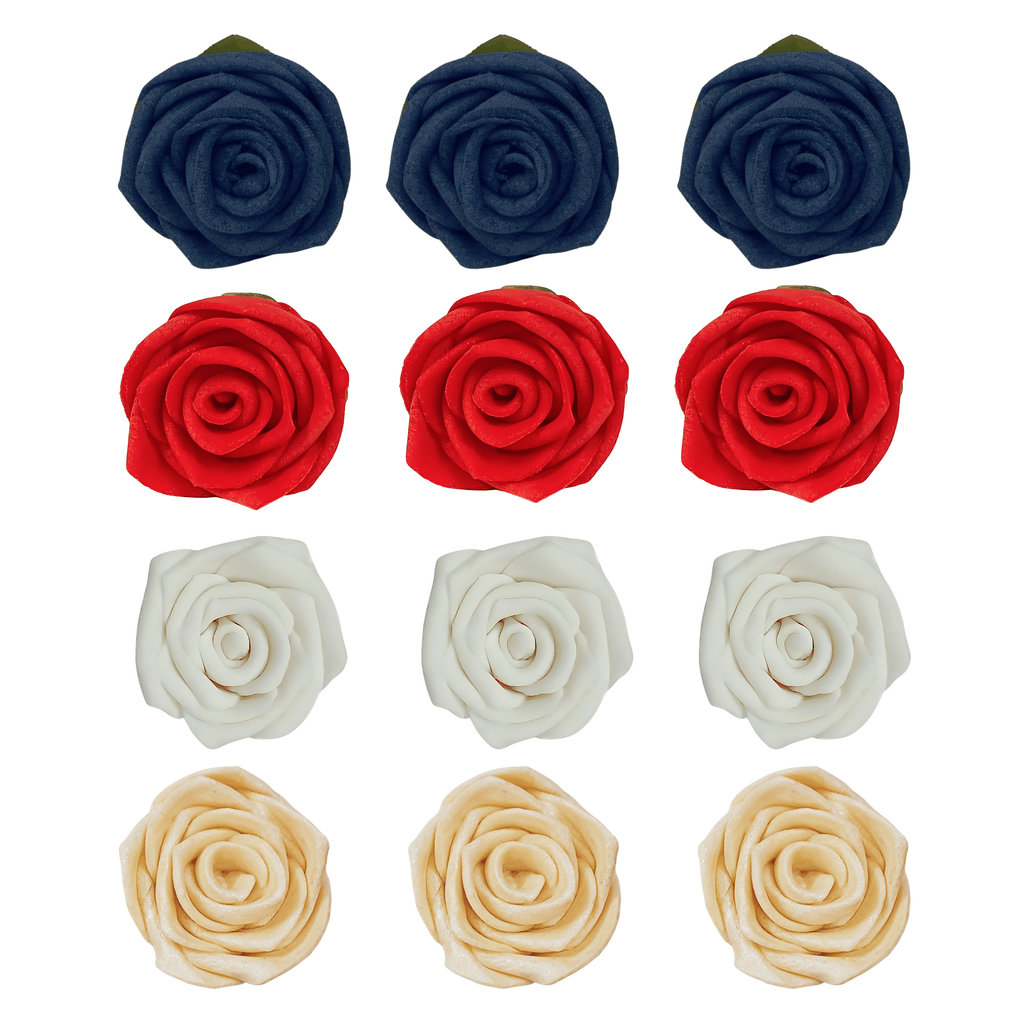 Confect Edible Sugar Roses Cake Toppers - Pack of 12 (02) | Grocsy