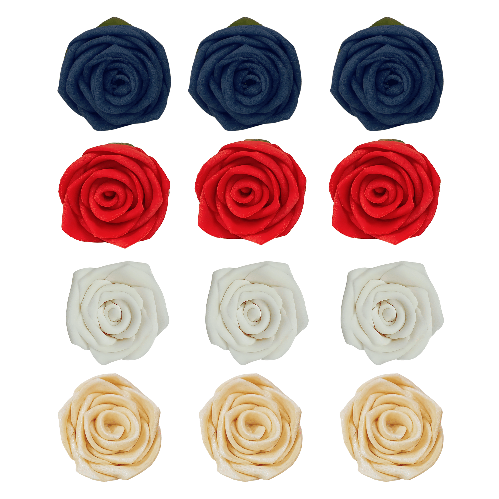 Confect Edible Sugar Roses Cake Toppers - Pack of 12 (02) | Grocsy