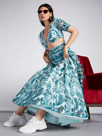 House of Panchhi Turquoise Blue Net Sequins, Mirror And Thread Embroidery Lehenga Choli & Dupatta | Grocsy