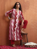 trueBrowns Pink Abstract Print High Slit Kurta Set | Grocsy