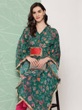 Ahalyaa Women Floral Printed Flared Sleeves Patchwork Georgette Kaftan Kurta | Grocsy