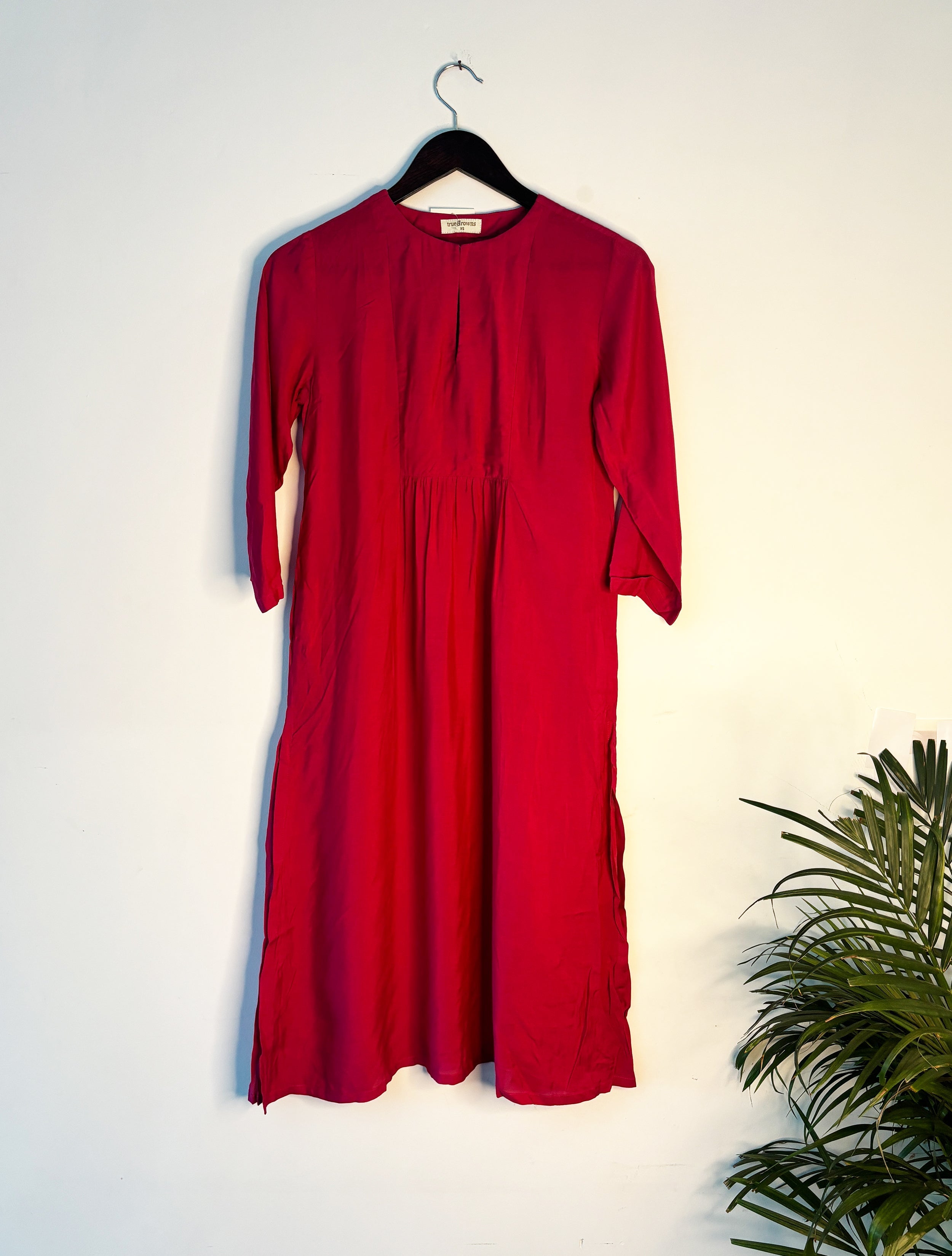 trueBrowns Pink Muslin Flared Kurta | Grocsy