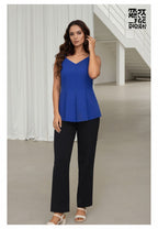 Myshka Women Blue Linen Shoulder Strap Pleated Top | Grocsy