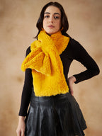 InWeave Women's Yellow Faux Fur Neck Warmer | Grocsy