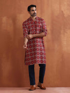 trueBrowns Men's Beige Printed Kurta | Grocsy