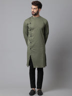 Even Apparels Green Sherwani Kurta With Asymetrical Cut | Grocsy
