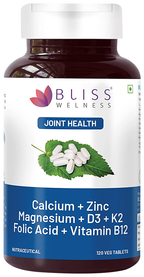 Bliss Welness Joint Health Calcium + Zinc Megnesium + D3 + K2 Veg Tablet | Grocsy