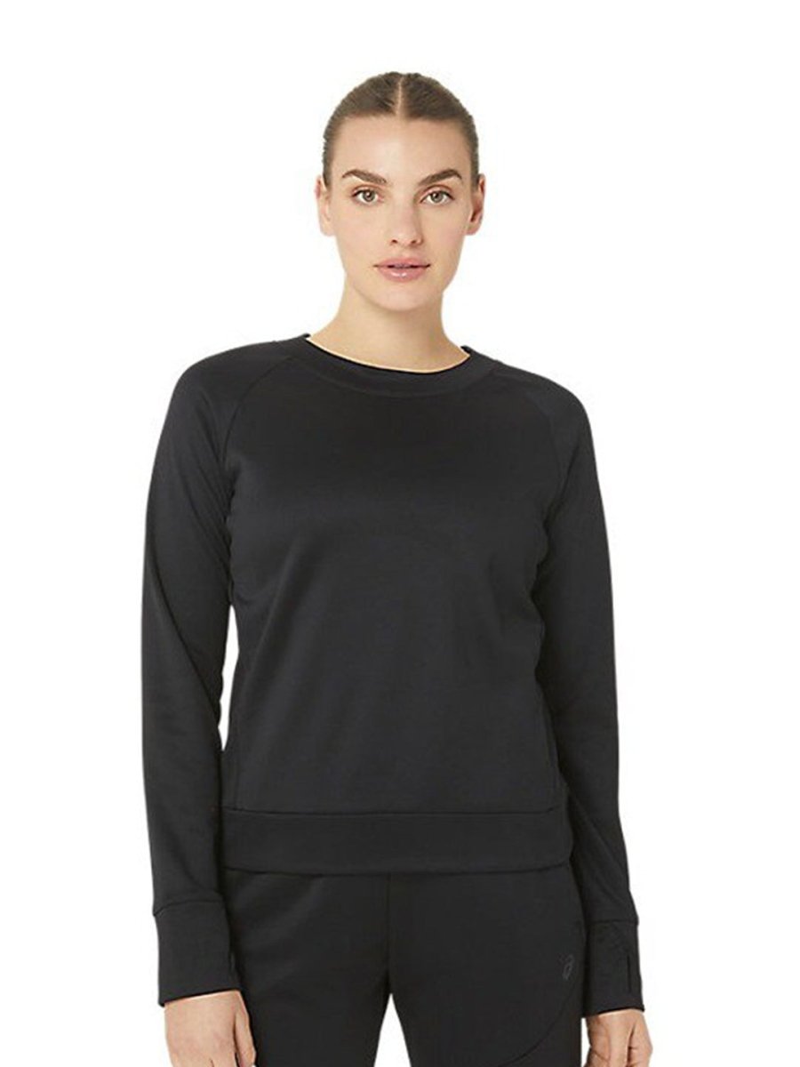 ASICS Brushed Mobility Knit Pullover Round Neck Long Raglan Sleeves T-shirt | Grocsy
