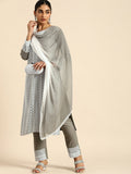 All About You Women Embroidered Chikankari Kurta With Trousers & With Dupatta | Grocsy