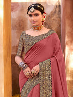 Saree Mall Zari Mauve & Purple Silk Blend Sarees | Grocsy
