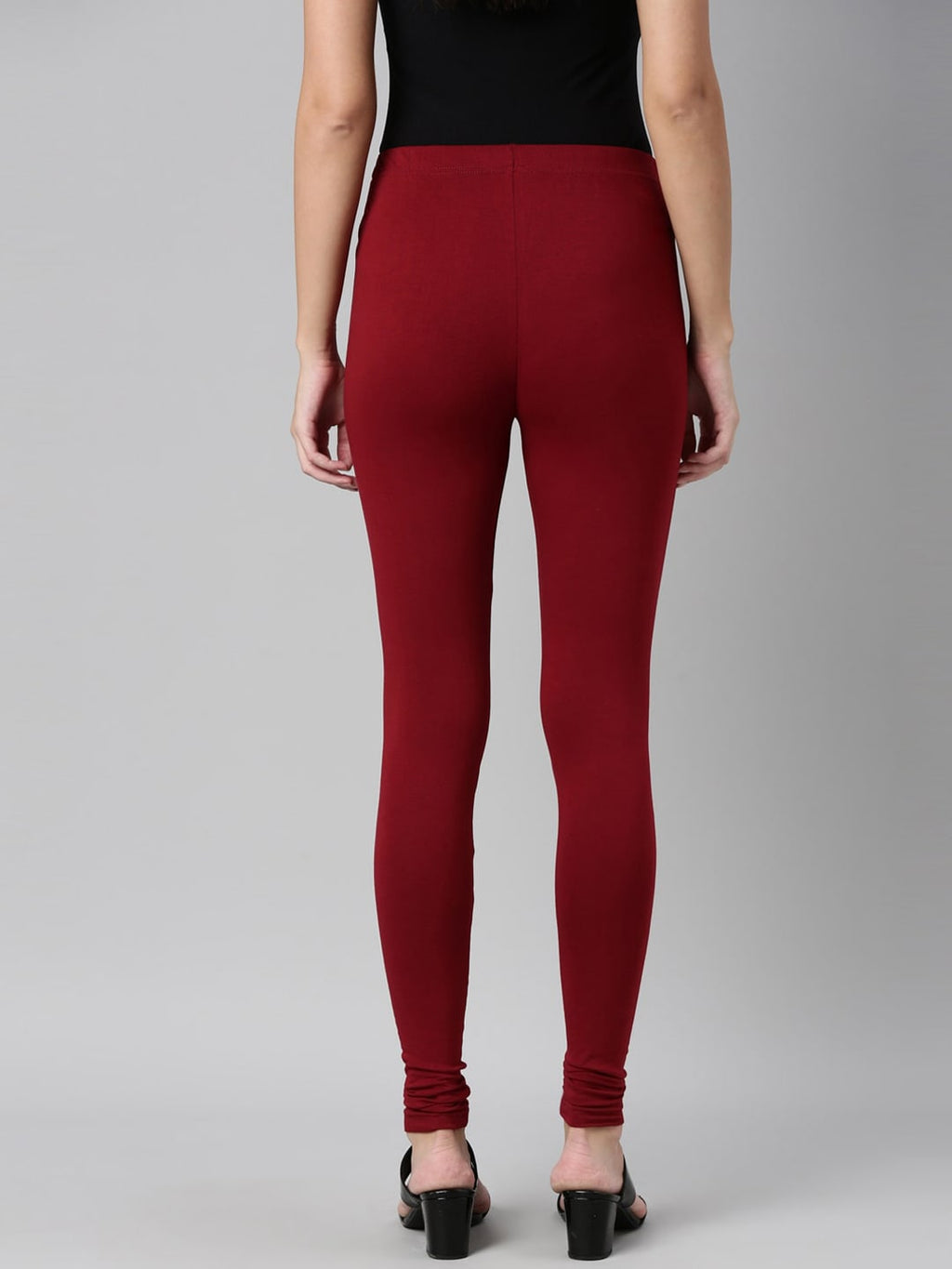 Souchii Maroon Solid Churidar-Length Leggings | Grocsy