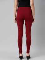 Souchii Maroon Solid Churidar-Length Leggings | Grocsy