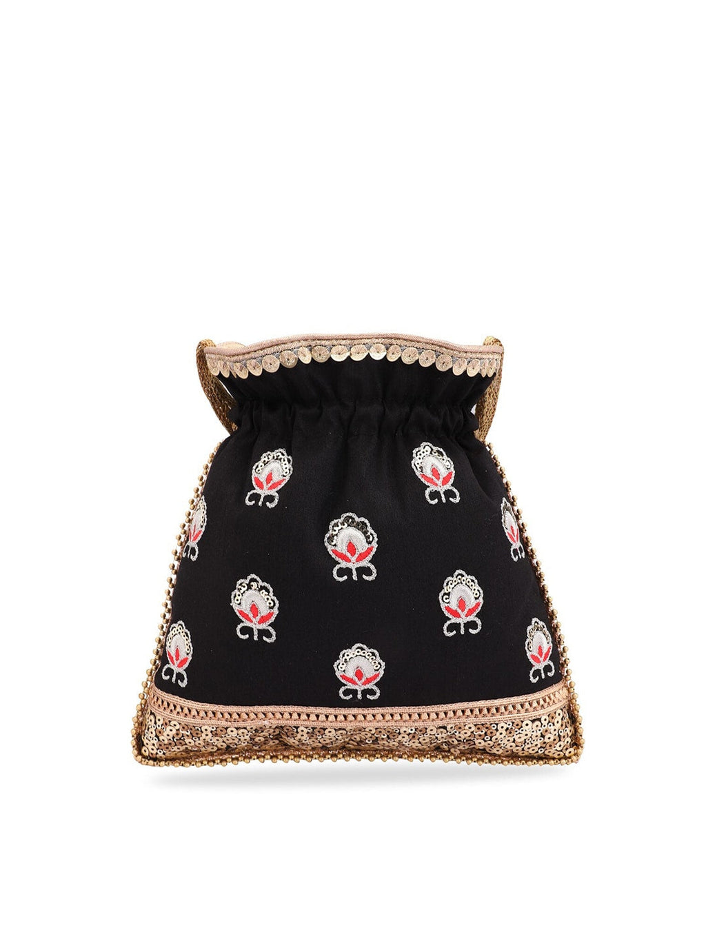Masq Black & White Embroidered Potli Clutch | Grocsy