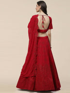 Dark Pink Georgette Thread with Sequins Embroidered work Lehenga Choli with Dupatta - Jivika | Grocsy