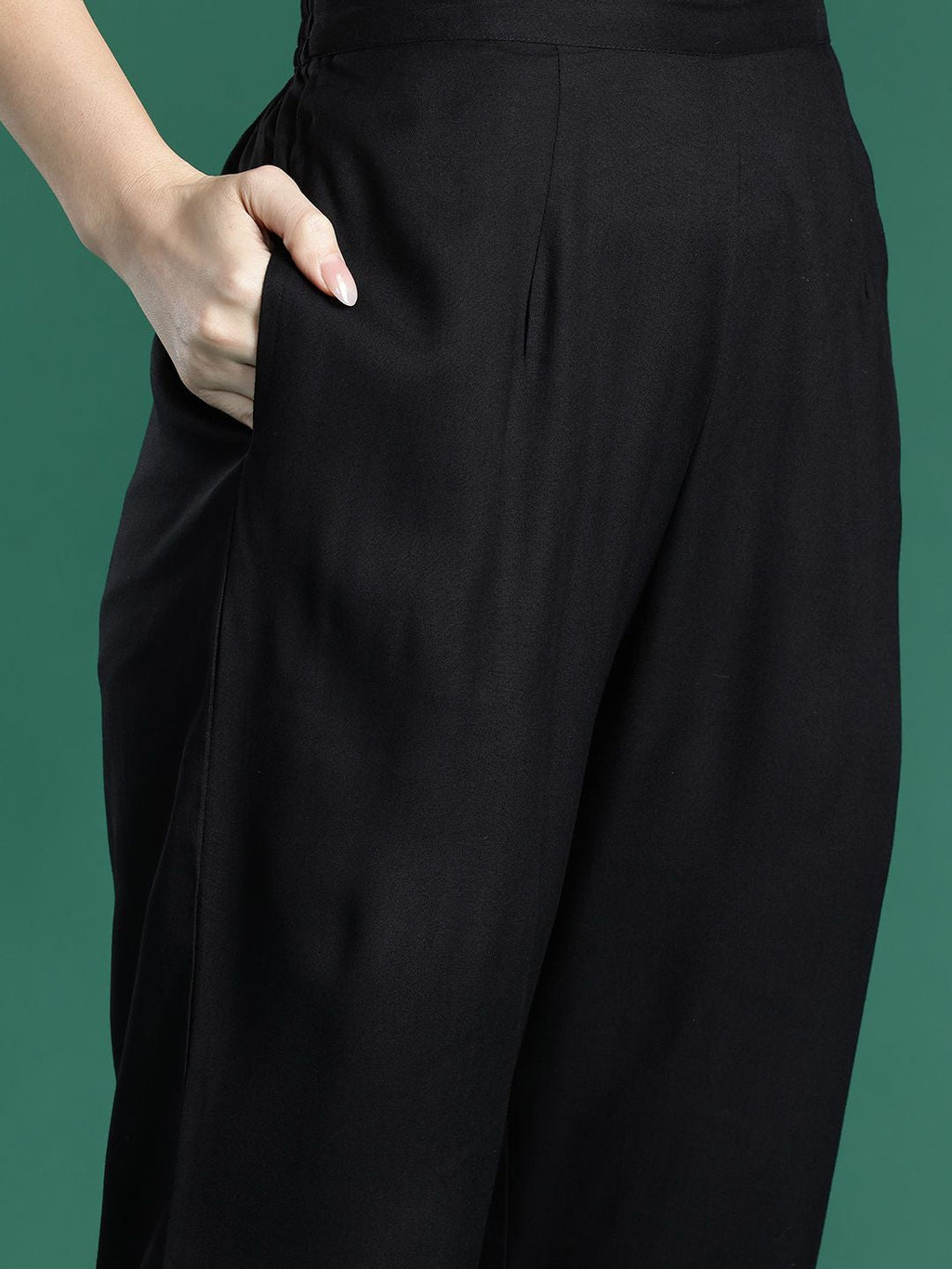 Indo Era Ethnic Motifs Embroidered Regular Kurta with Trousers | Grocsy