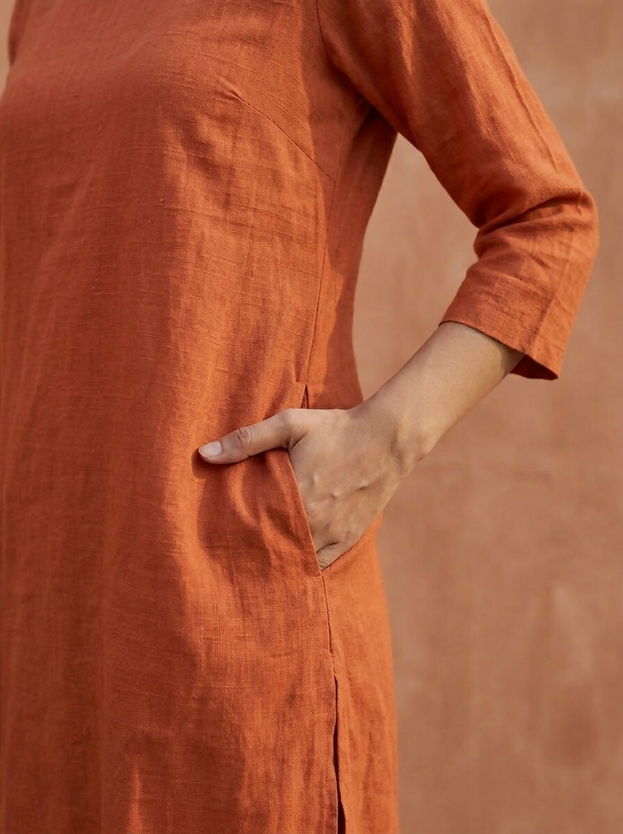 Gharana India Aira Rust Orange Cotton Co-ord Set | Grocsy