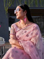 Tikhi Imli Floral Mirror Work Organza Saree | Grocsy