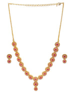 Zaveri Pearls Pink Gold-Polished Cubic Zirconia Studded Jewellery Set