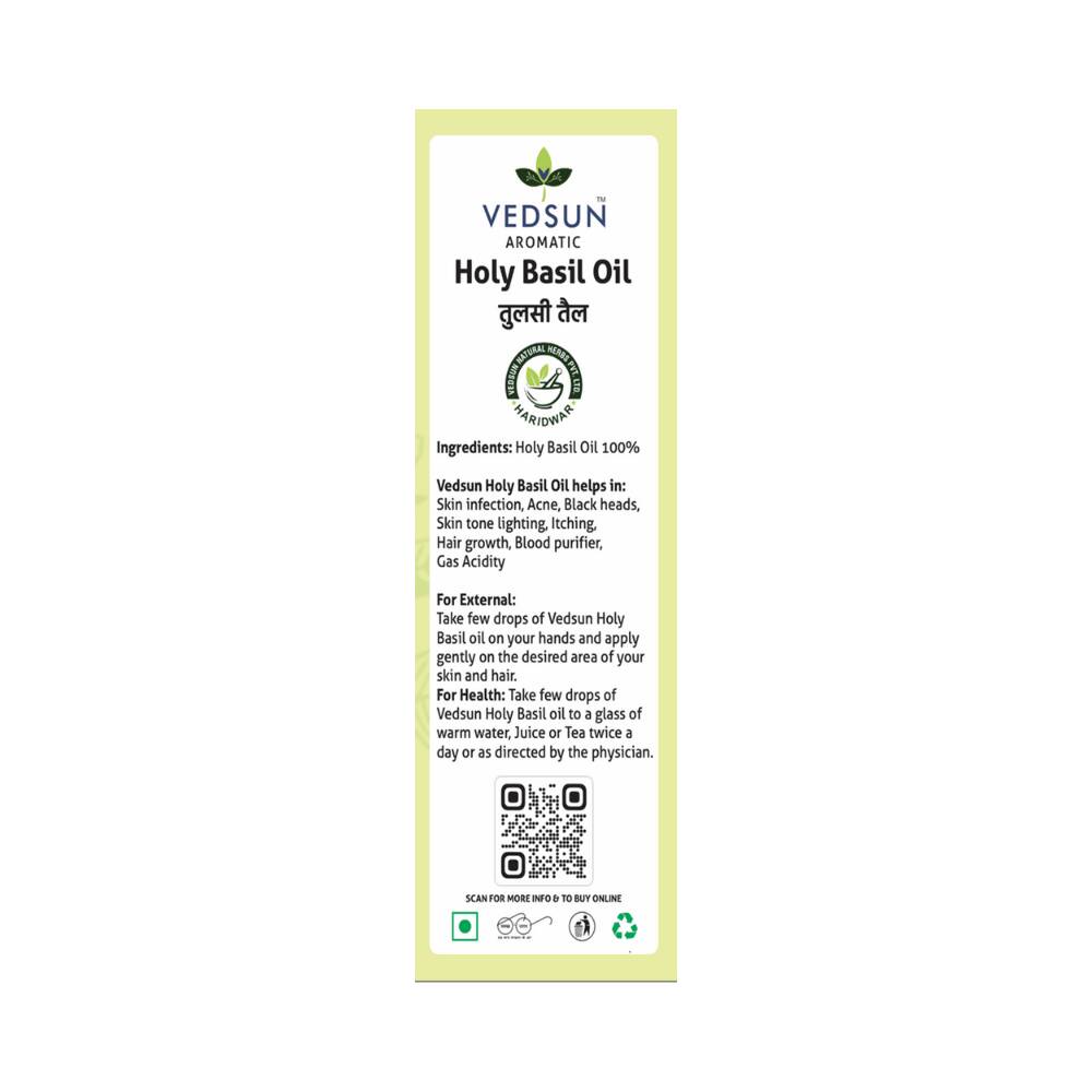 Vedsun Naturals Tulsi/Holy Basil Oil Pure & Organic for Skin | Grocsy