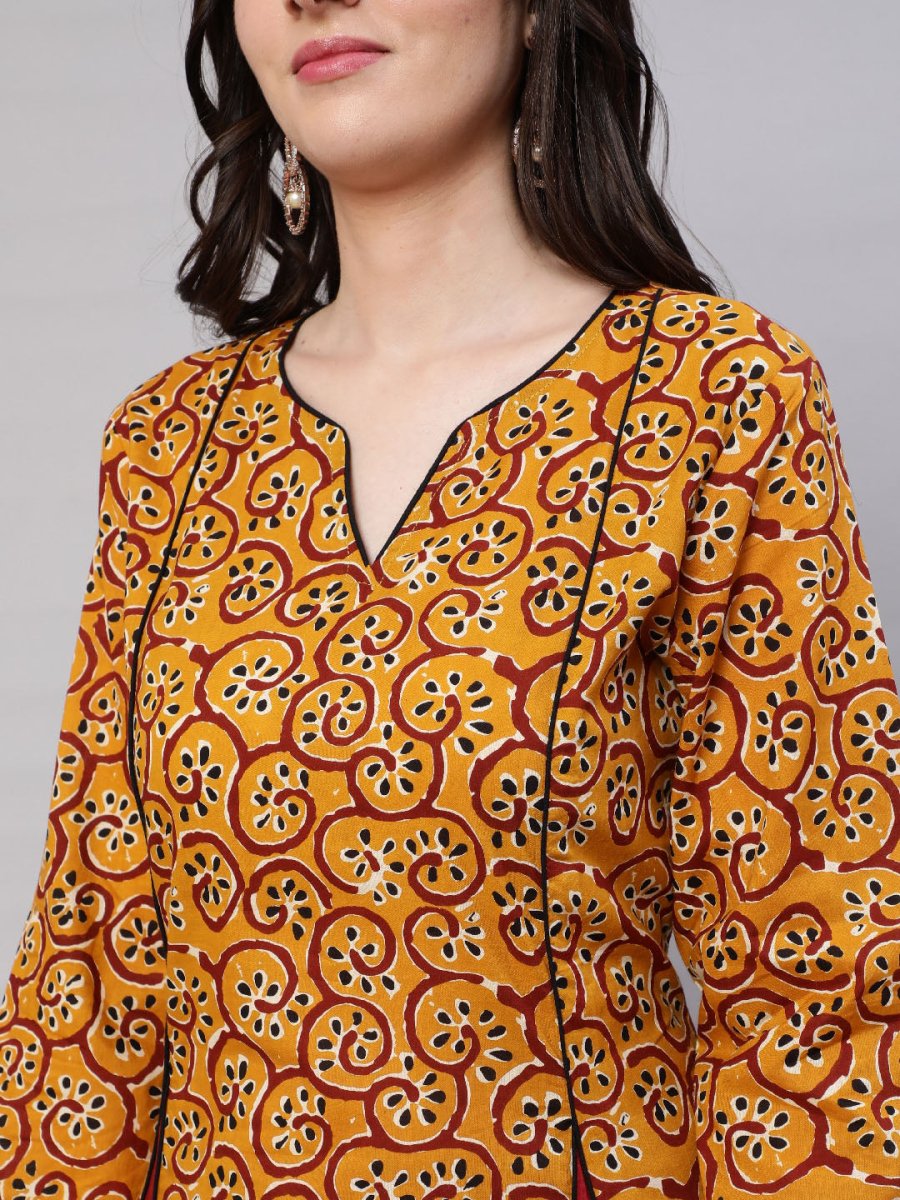 Aks Ethnic Motifs Printed Regular Pure Cotton Kurta With Salwar | Grocsy