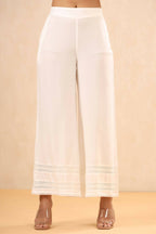 Juniper Women White Rayon Solid Straight Palazzo | Grocsy
