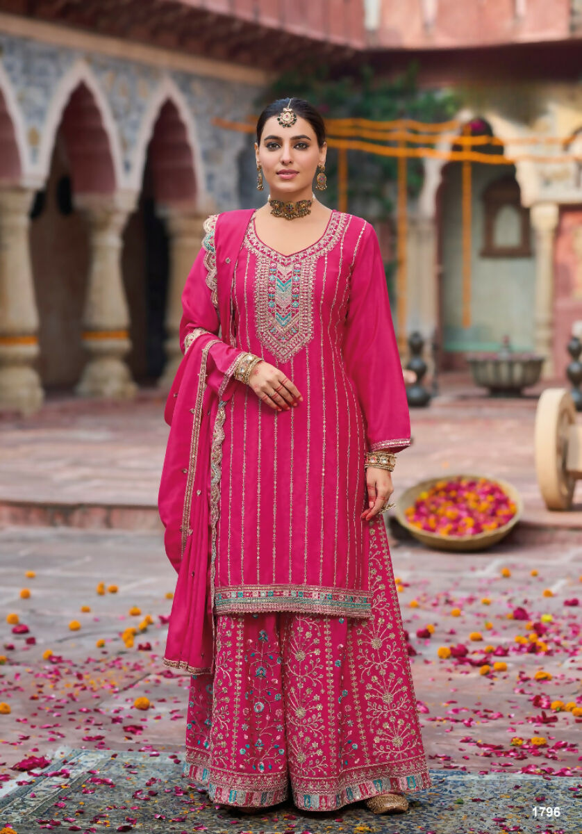 Anaita Rani Pink Premium Embroidery Dhaga Sequin Work Ready Made Suit | Grocsy