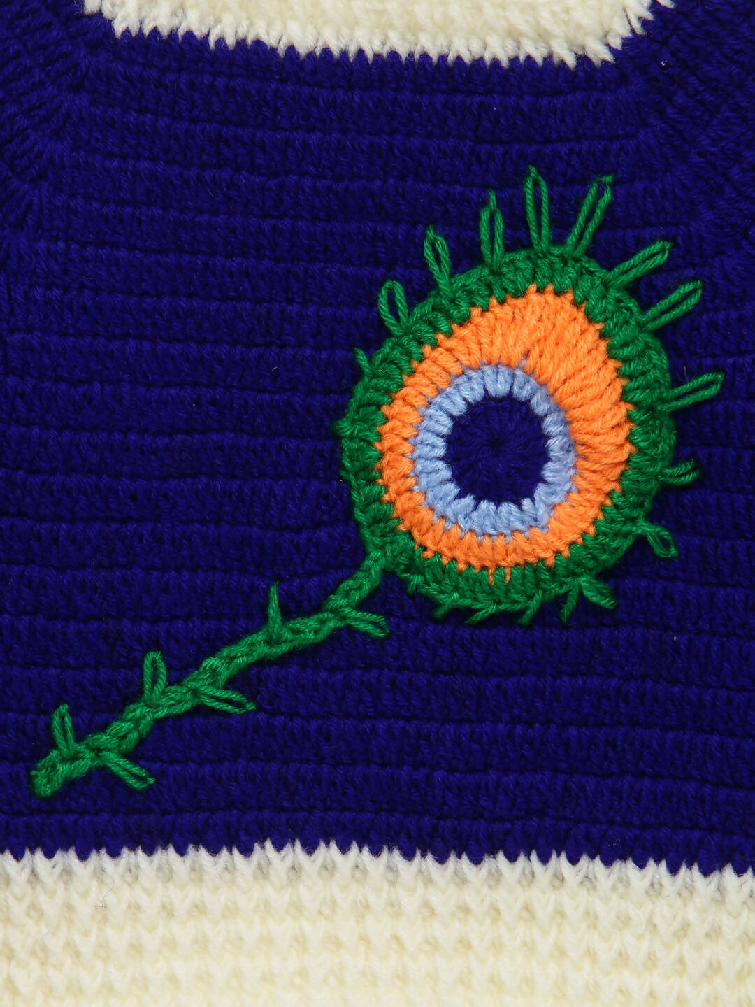 Chutput Kids Blue Coloured Solid Pullover with Peacock Applique Detail | Grocsy