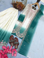 Teeya Creation New Trending Heavy Dual Tone Peding Star Georgette Green Kurta Set | Grocsy