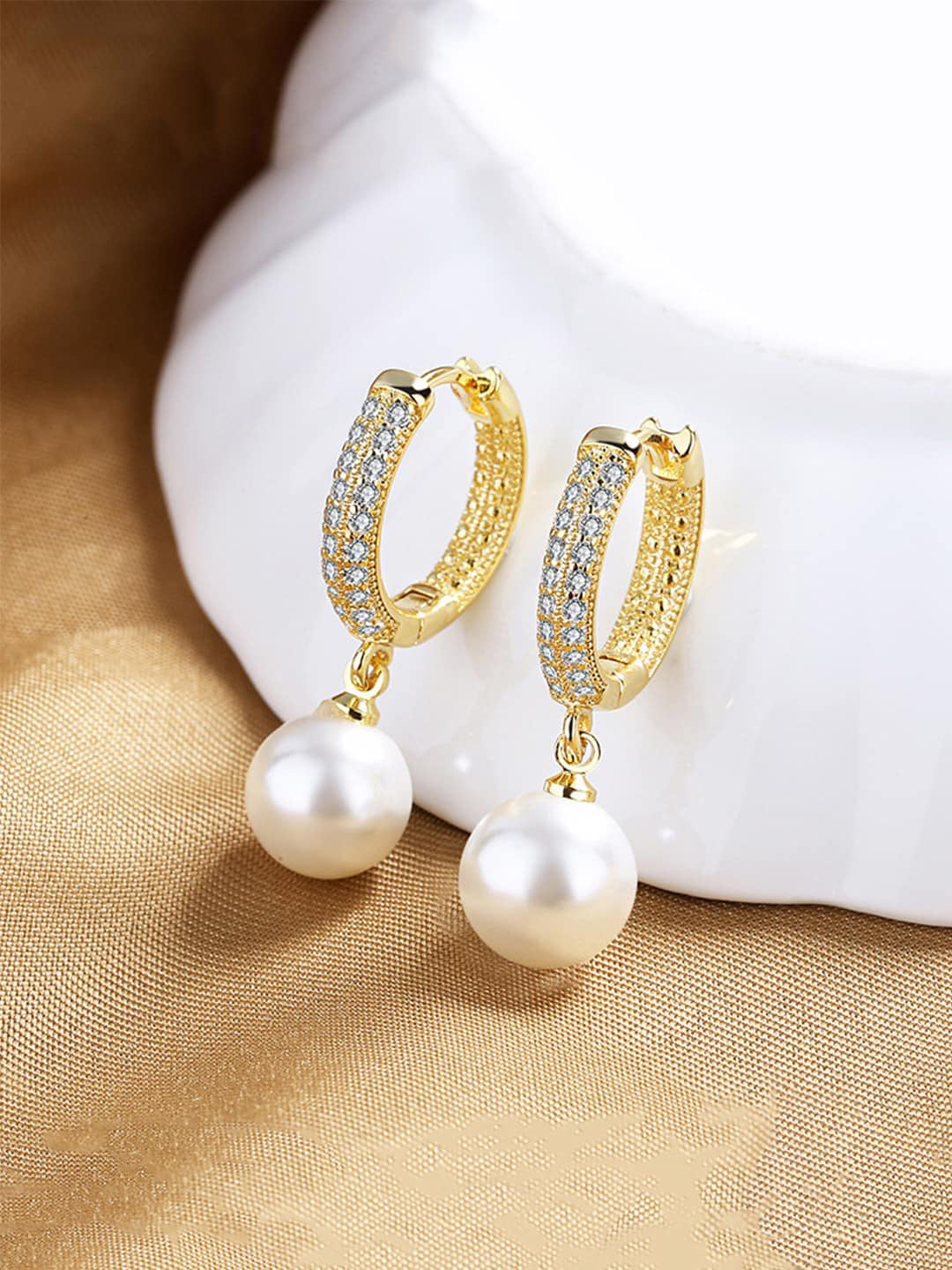 Yellow Chimes Gold-Polished Circular Hoop Earrings | Grocsy