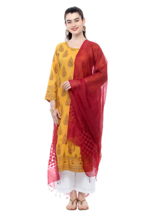 Mominos Fashion Maroon Buta Cut Dupatta | Grocsy